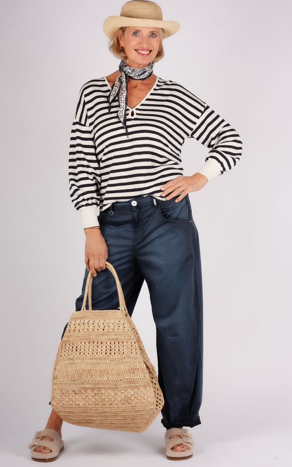 Des petits Hauts trui navy/ecru