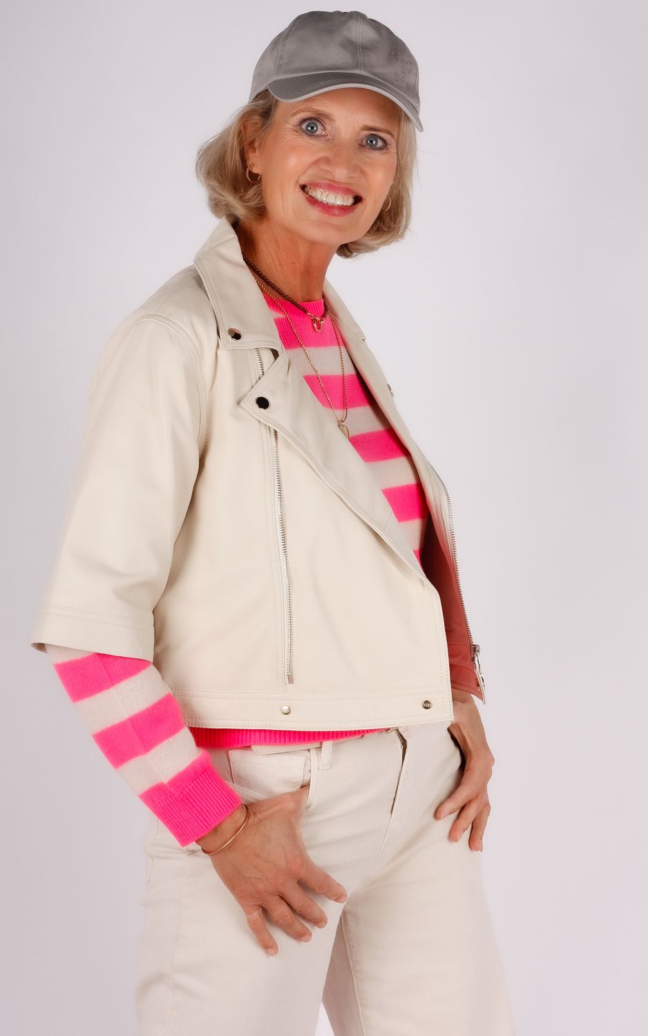 IBANA leren blazer ecru