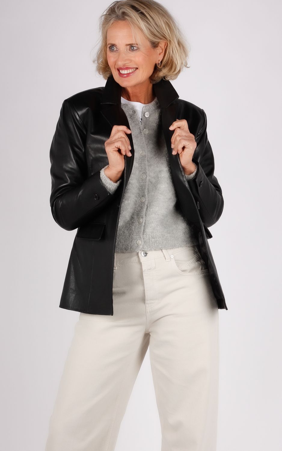 IBANA leren blazer zwart