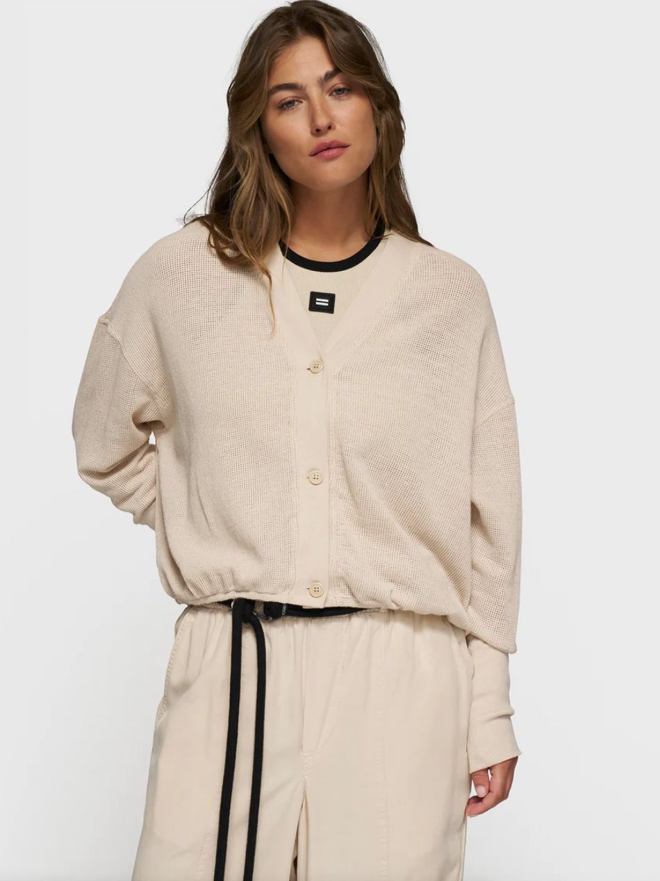 10DAYS v-neck cardigan mesh 20-856-5203 light earth