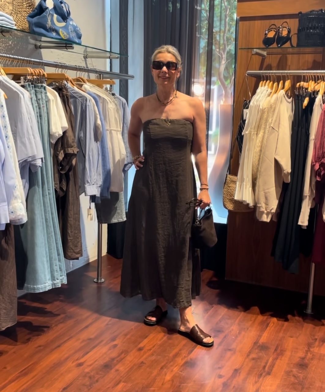 Kèk strapless dress bruin