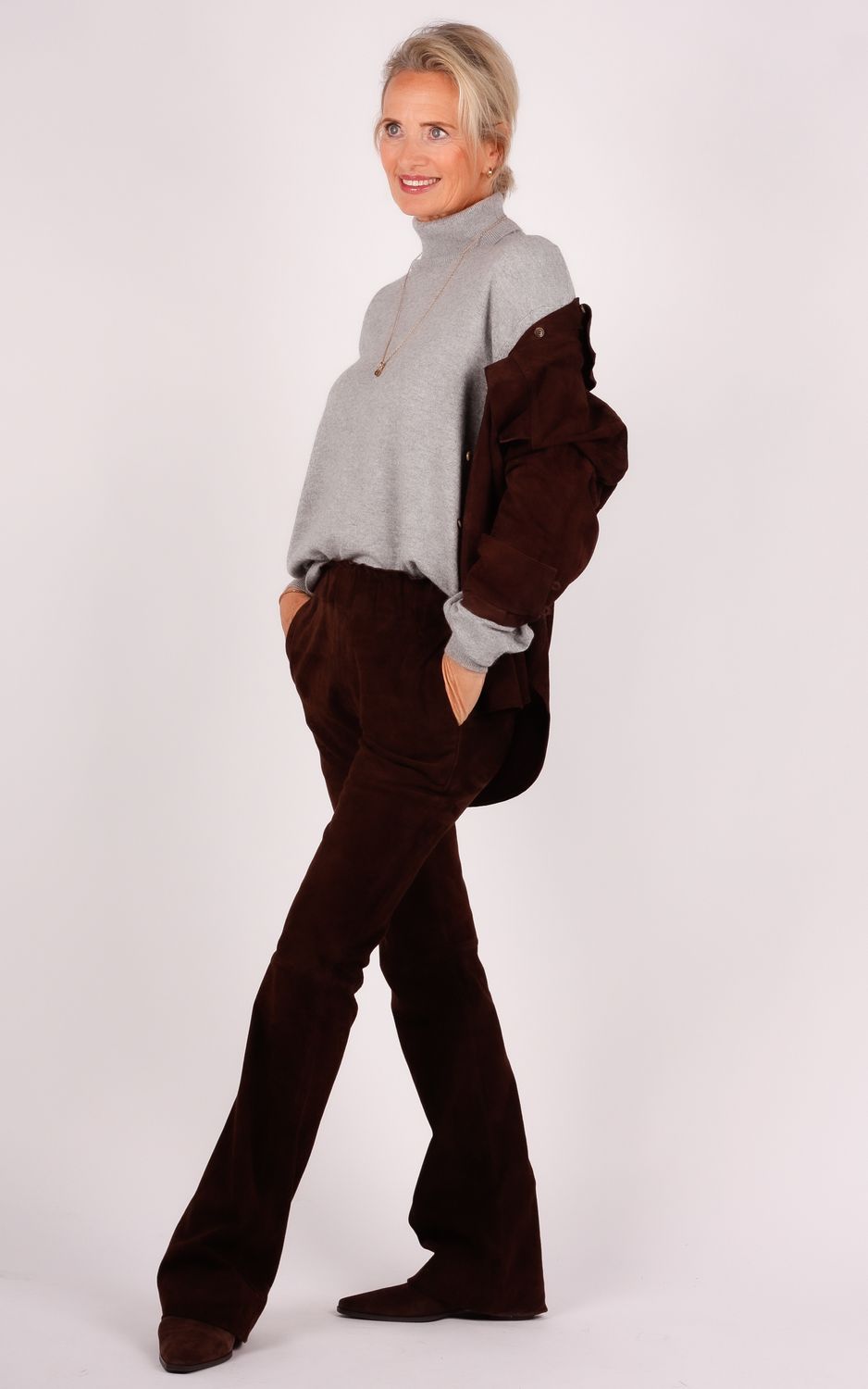 IBANA suede pants Pienna coffee bean