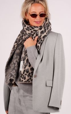 10 Days knit scarf leopard 20-903-5204 soft white melee