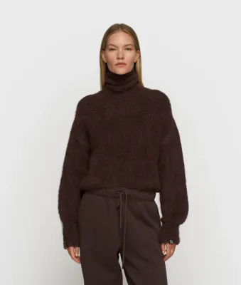 10 Days cropped knit turtleneck 20-611-5204 deep wine