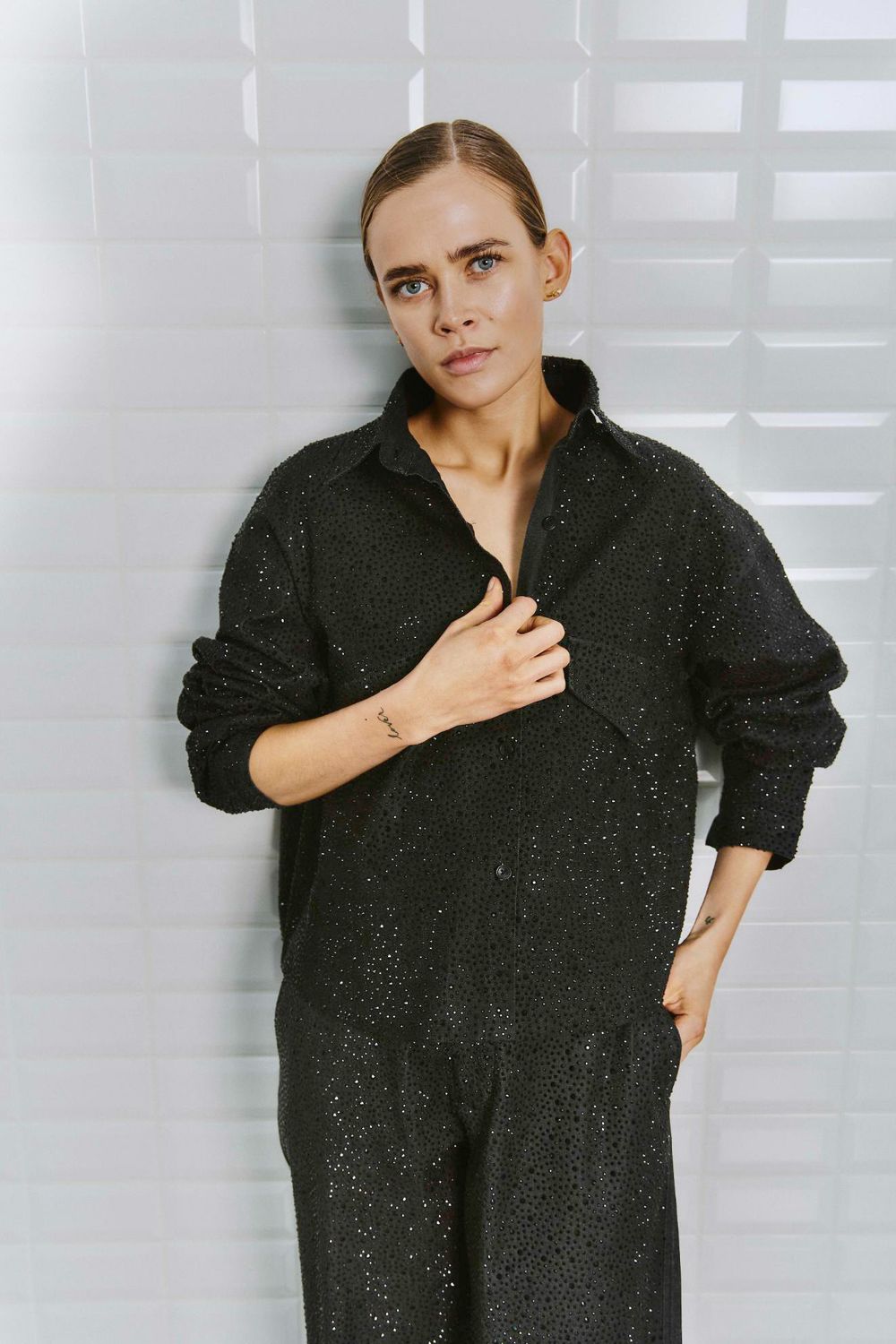 With Black denim jacket deluxe