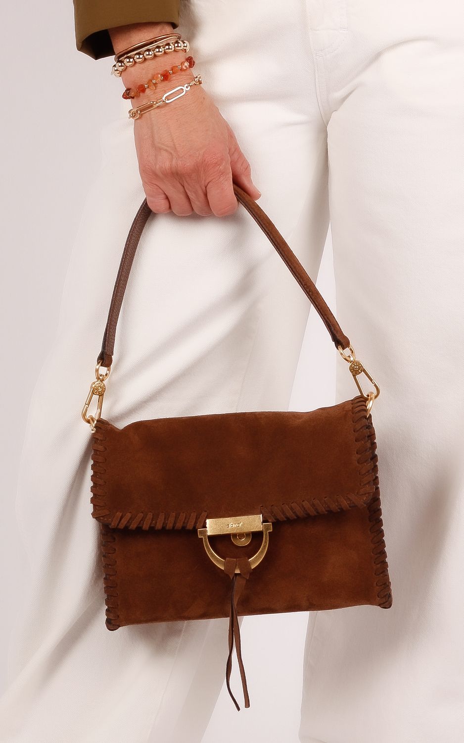 Abro shoulderbag Temi suede cognac