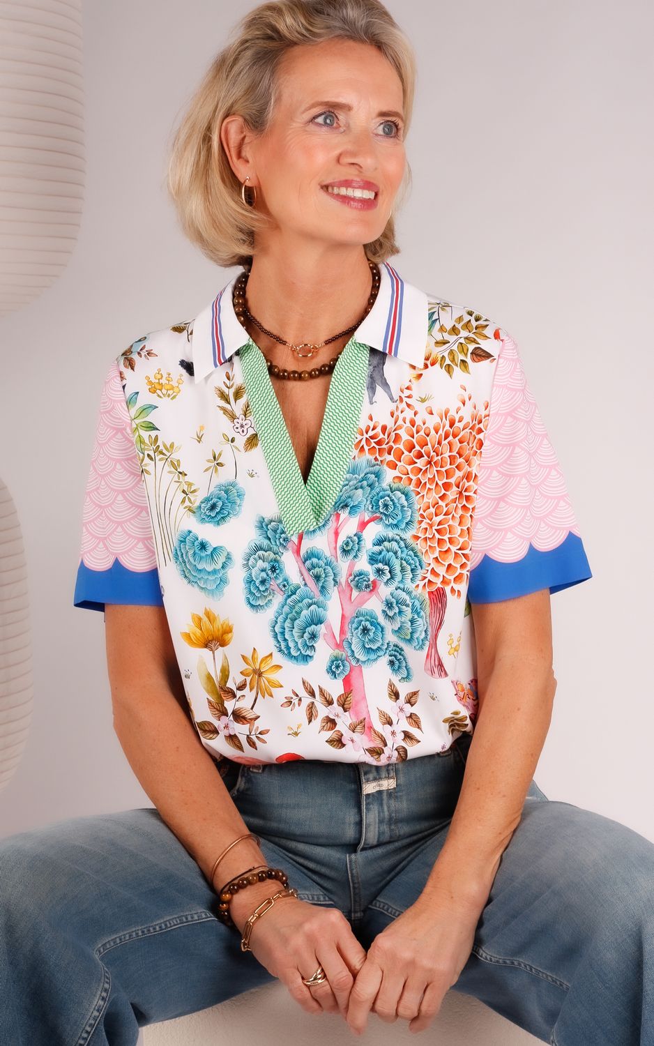 Herzen's zijden blouse 6070 multicolor
