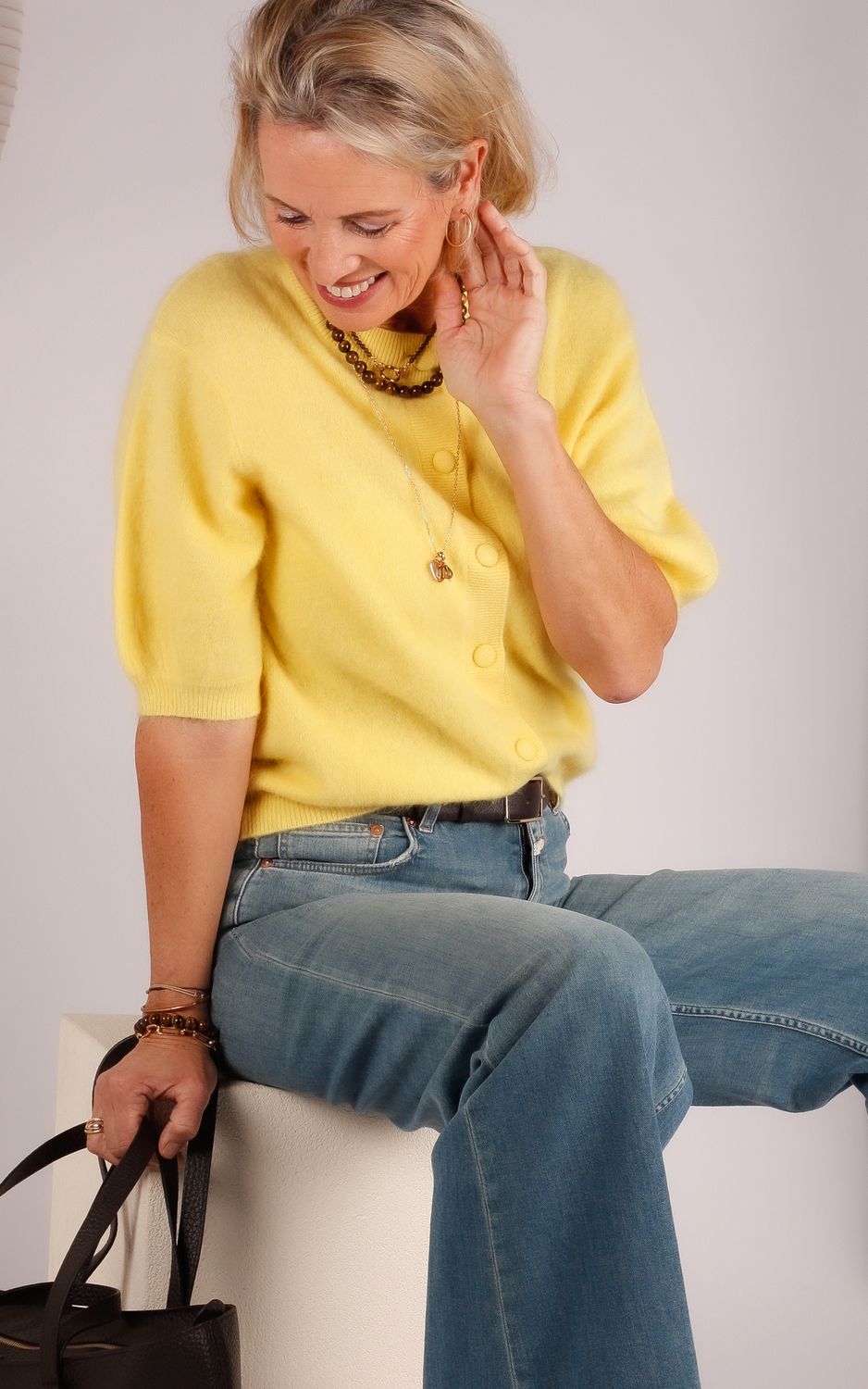 Herzen's cashmere vestje 1053 geel