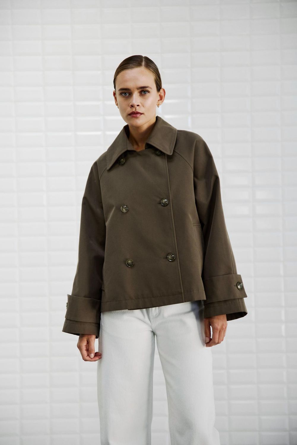 With Black short trench coat Jimberly