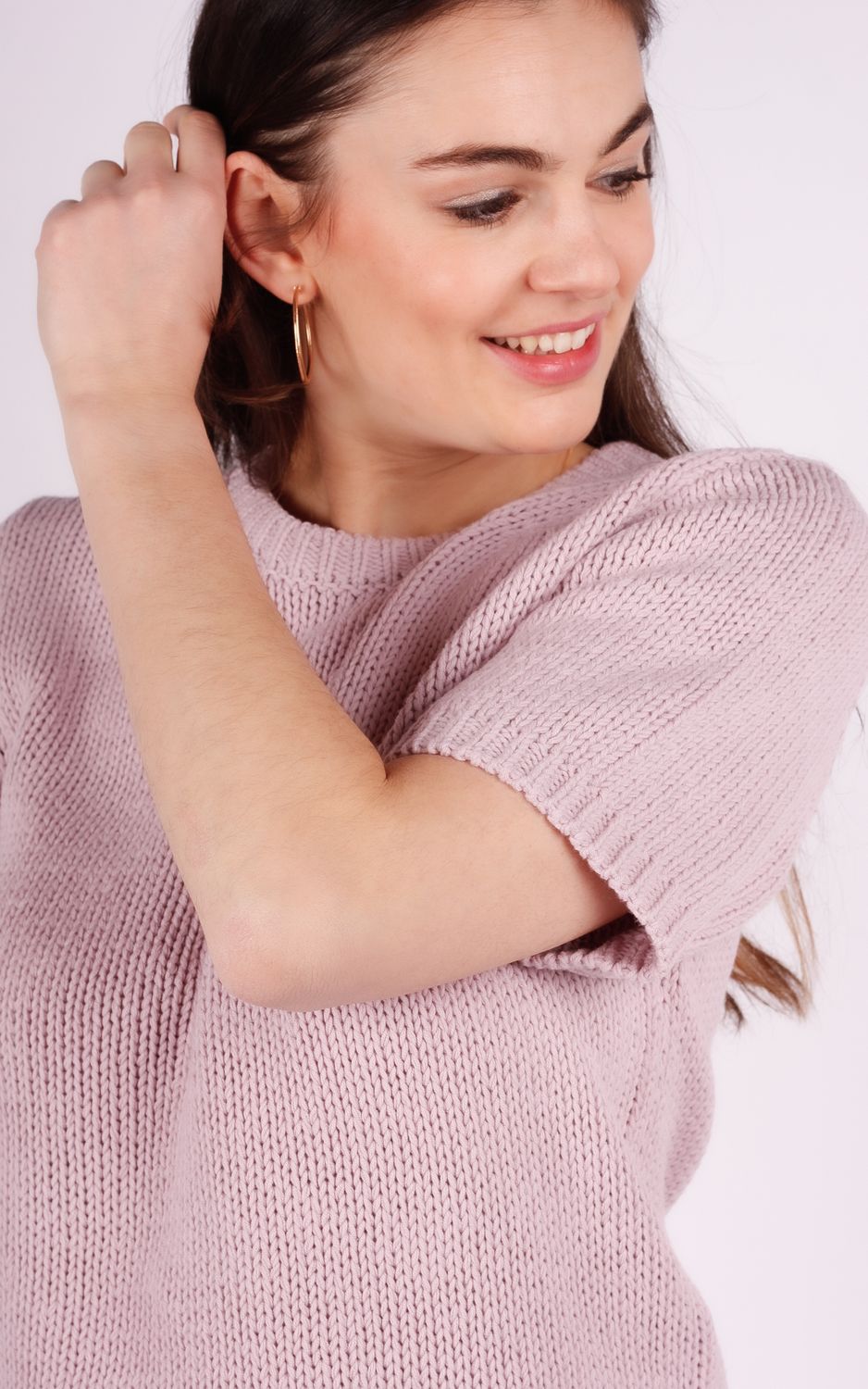 With Black knit tee Elinore