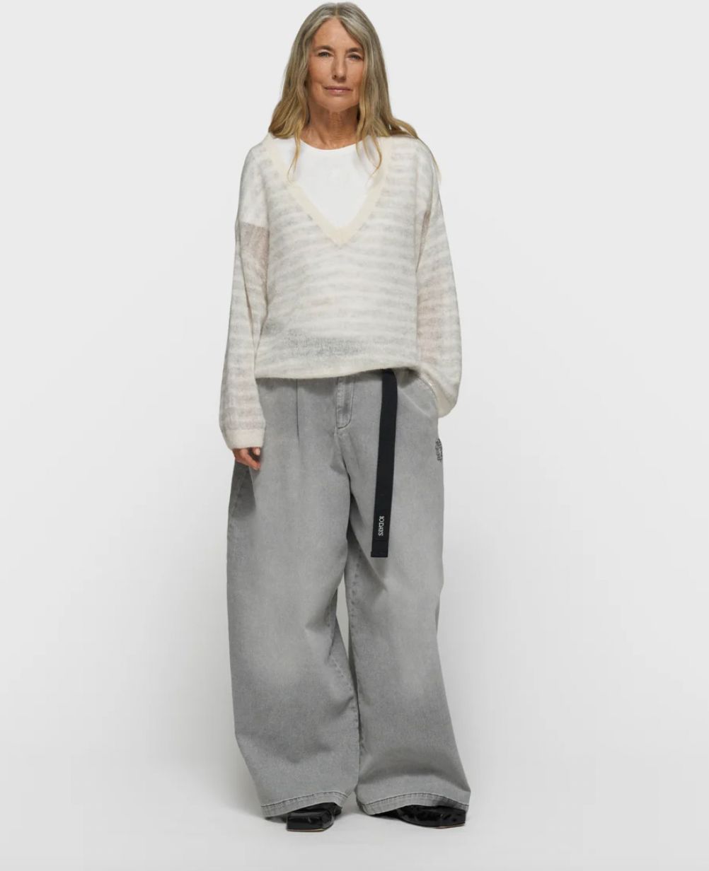 10 Days wide pants jog 20-051-6201 grey wash denim