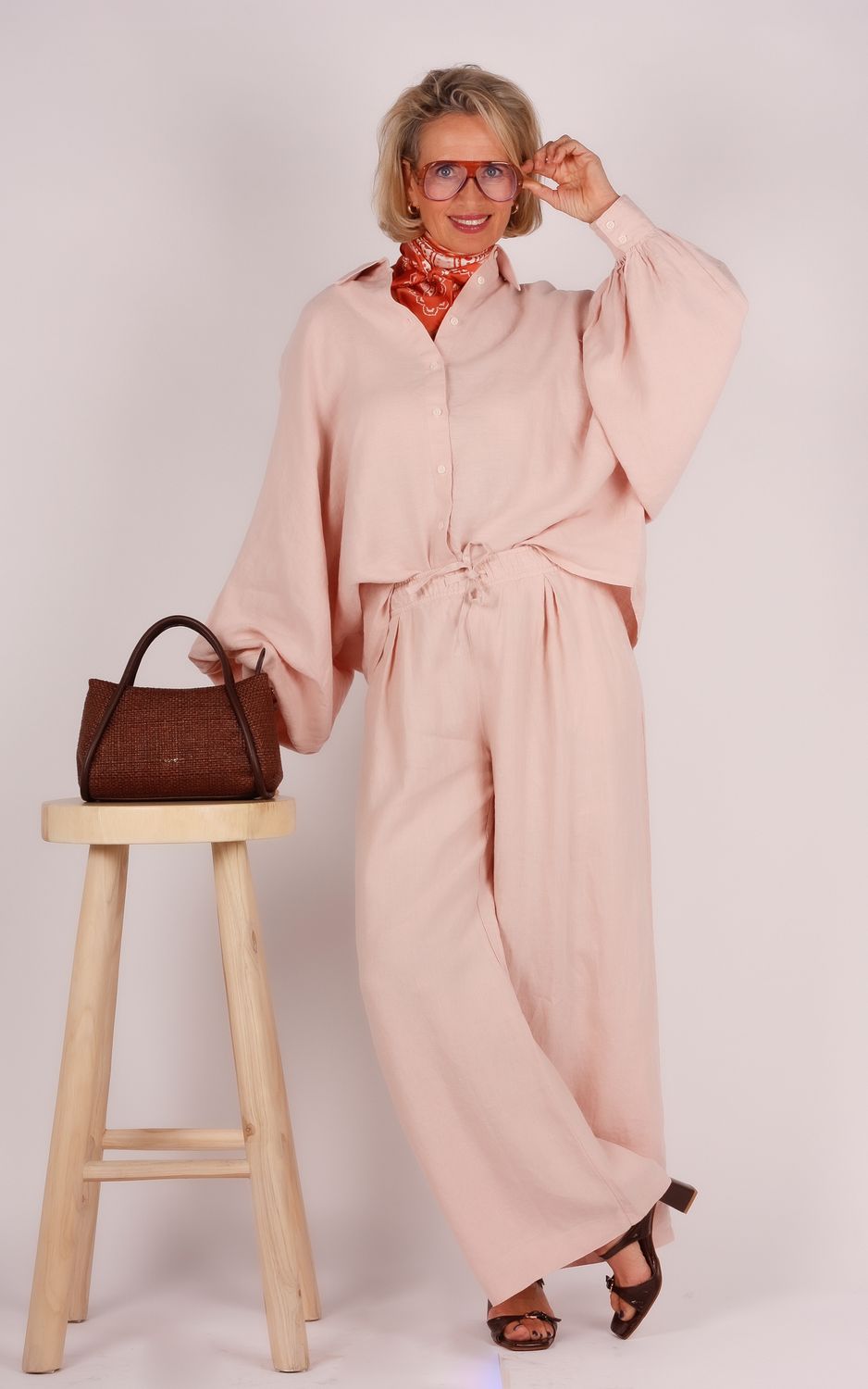 Sosue linnen broek 212AS1392 roze