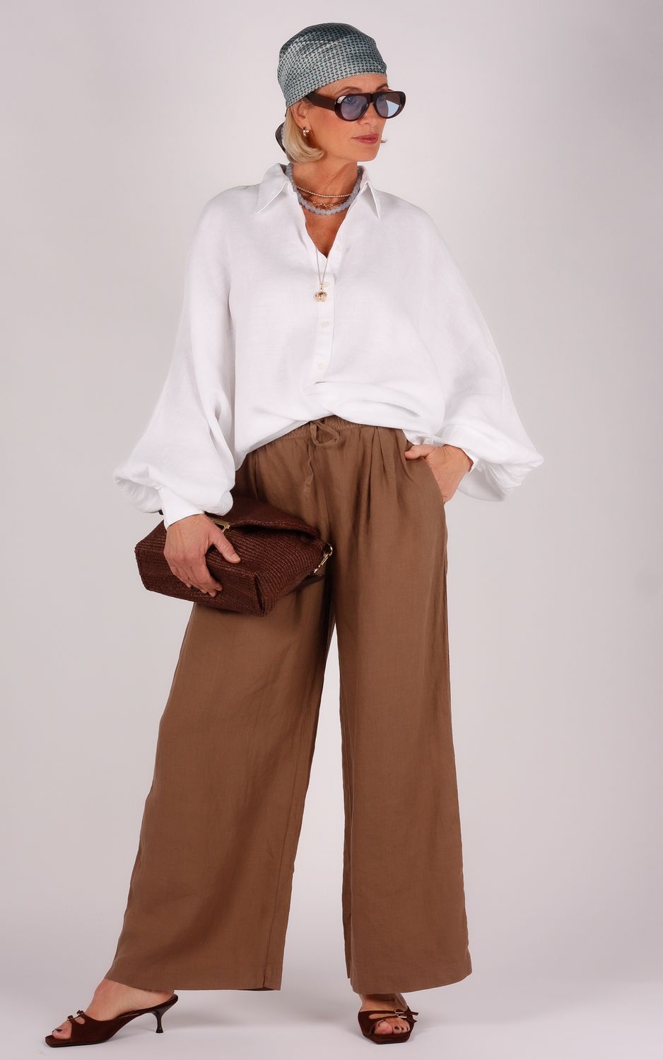 Sosue linnen broek 212AS1392 soft brown