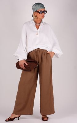 Sosue linnen broek 212AS1392 soft brown