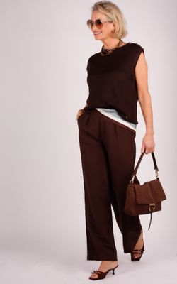 Des Petits Hauts linnen broek Espiza bruin