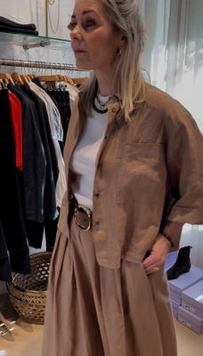 Zenggi linnen blouse X04-1027 640 bruin