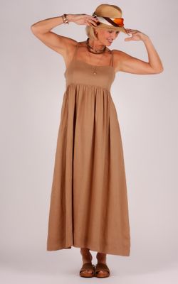 Zenggi linnen jurk X01-1007 640 bruin