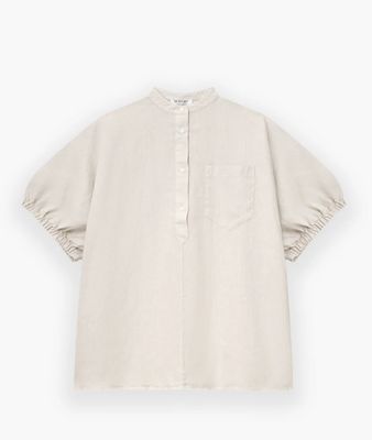 Sosue linnen blouse Cowboy button KM Beige