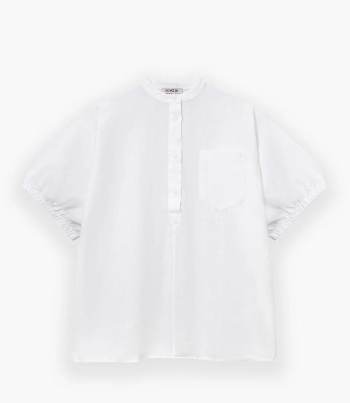 Sosue linnen blouse Cowboy button KM wit