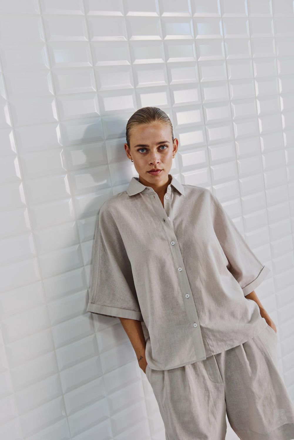 With Black batsleeve shirt Bianca