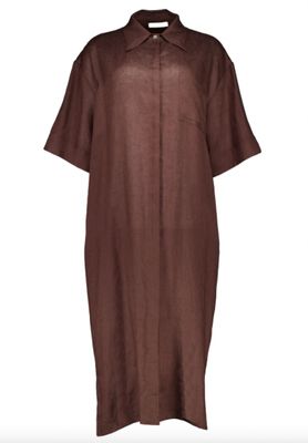 Milla linnen jurk 1023134 bruin