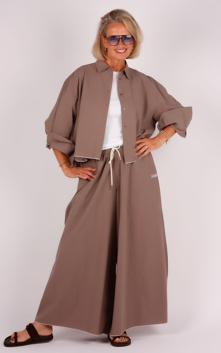 10 Days wide pants poplin 20-038-6202 moonrock