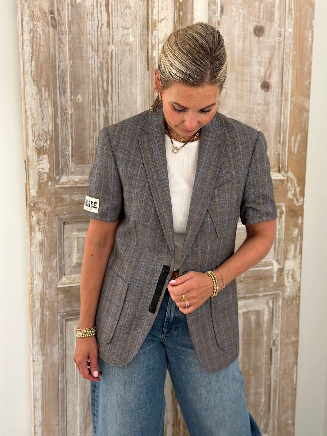 Maison Miaré Upcycled blazer check grey
