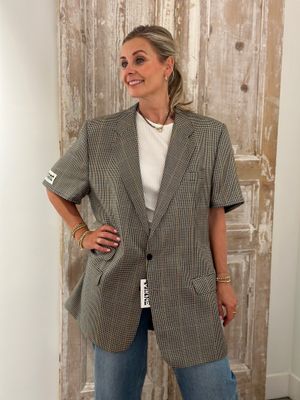 Maison Miaré Upcycled blazer check beige