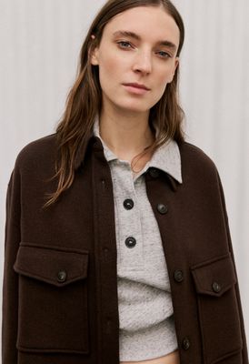 Closed oversized shacket C97170-66A-22 Mahagony brown