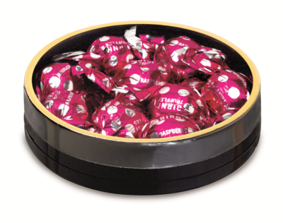 Black Round with Plastic Bottom &amp; Gold Rim Top (4 1/8&quot; x 1&quot;)