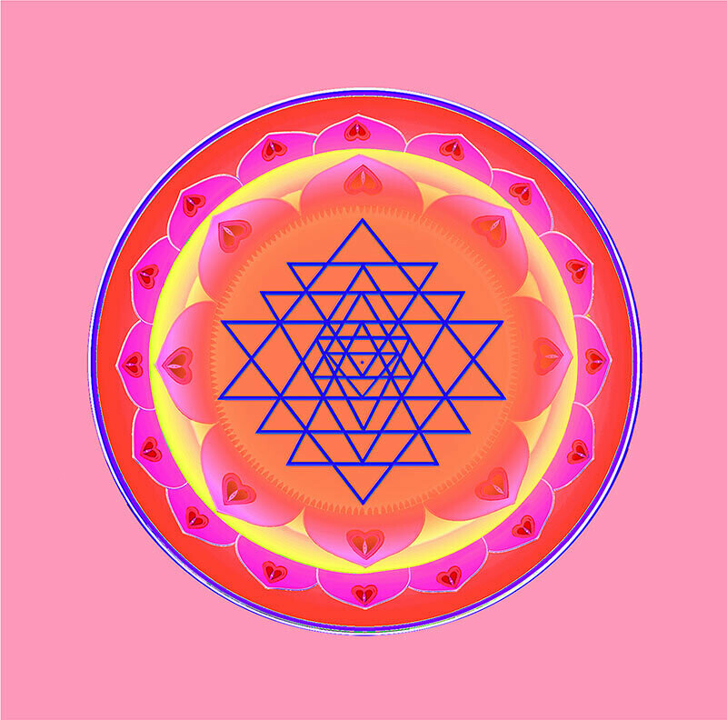 Shri Yantra Jewels, Röd, Orange, Gul, Turkos, LilaRosa, LilaGrön, OrangeGrön, RödLjusblå, GulOrangeLila, BlåGul, LilaLila, BlåBlå