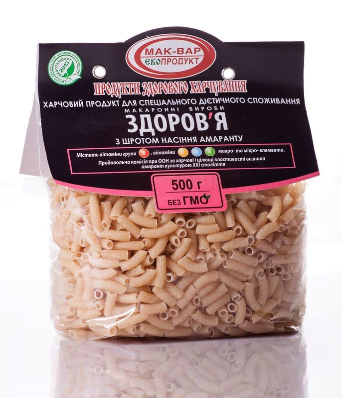 Макароны «ЗДОРОВЬЕ» №10 из пшеничной муки с семенами амаранта (0,5кг)
