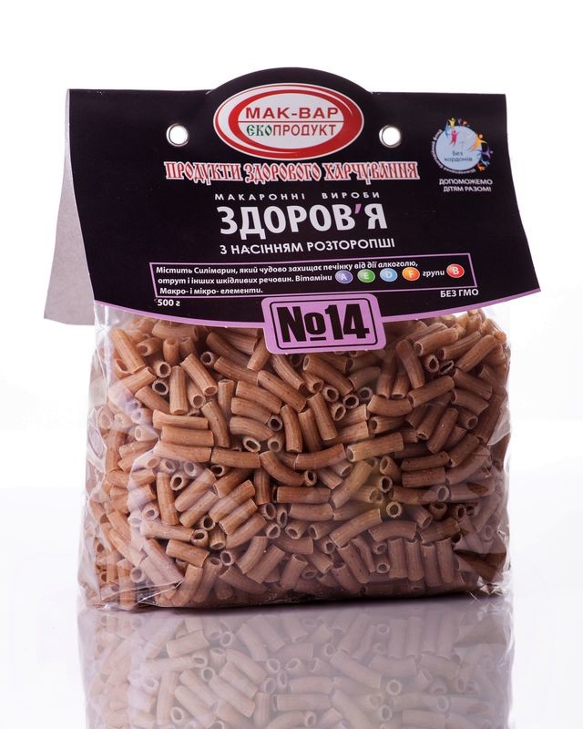 Макароны «Здоровье» №14 с семенами расторопши (0,5кг.)