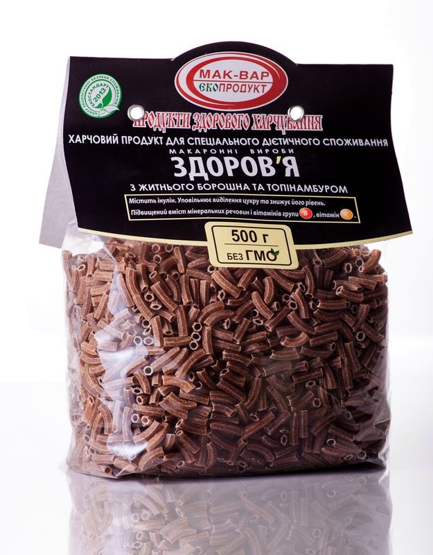 Макароны «ЗДОРОВЬЕ» №6 из ржаной муки с мукой топинамбура (0,5кг)