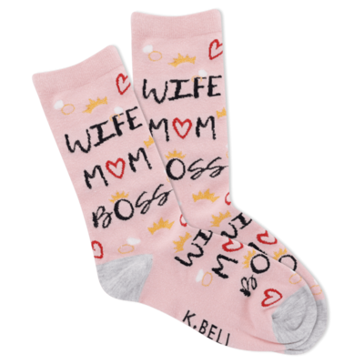 Women's Wife Mom Boss Crew Socks