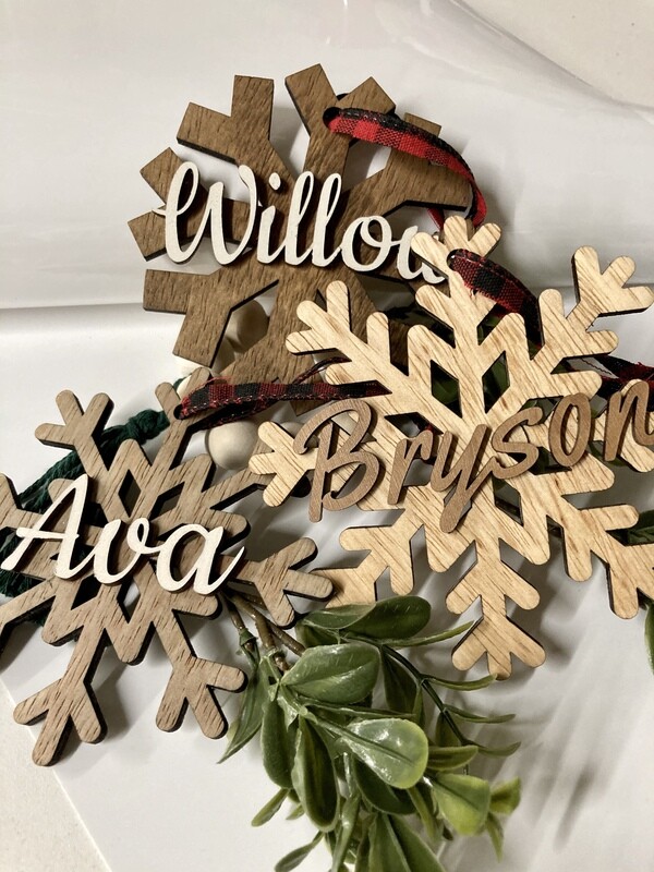 Personalized Wood Snowflake Ornament