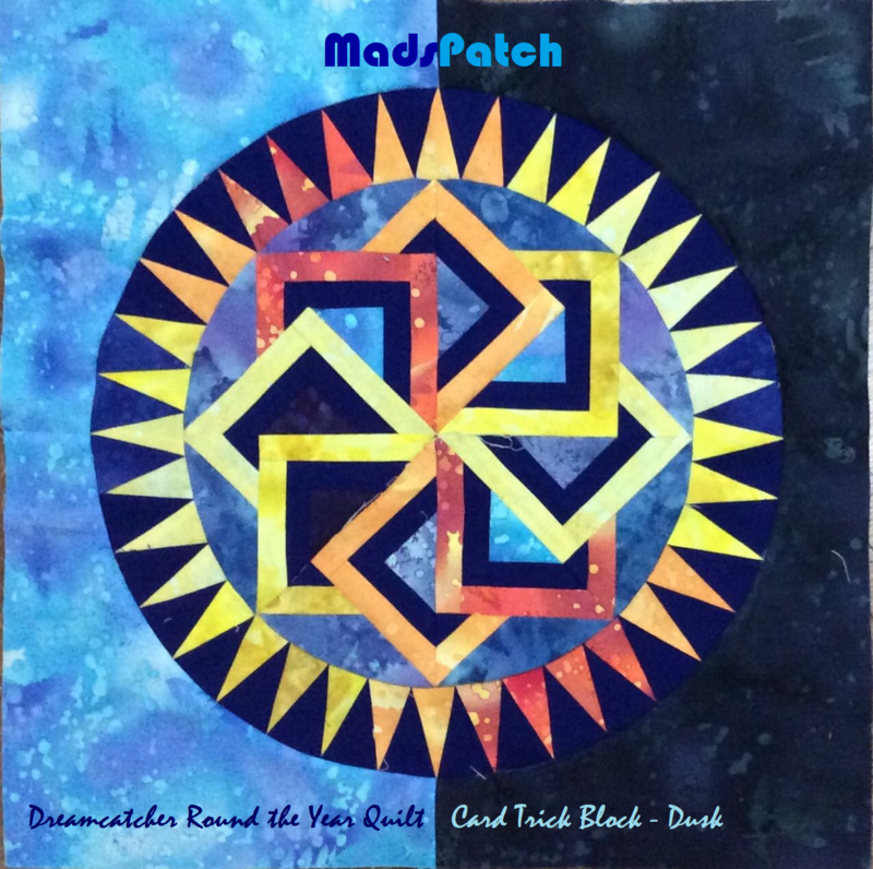 Downloadable Foundation Paper Piecing Pattern and Instructions for CARDTRICK BLOCK3 Dreamcatcher Dusk Round the Year Quilt