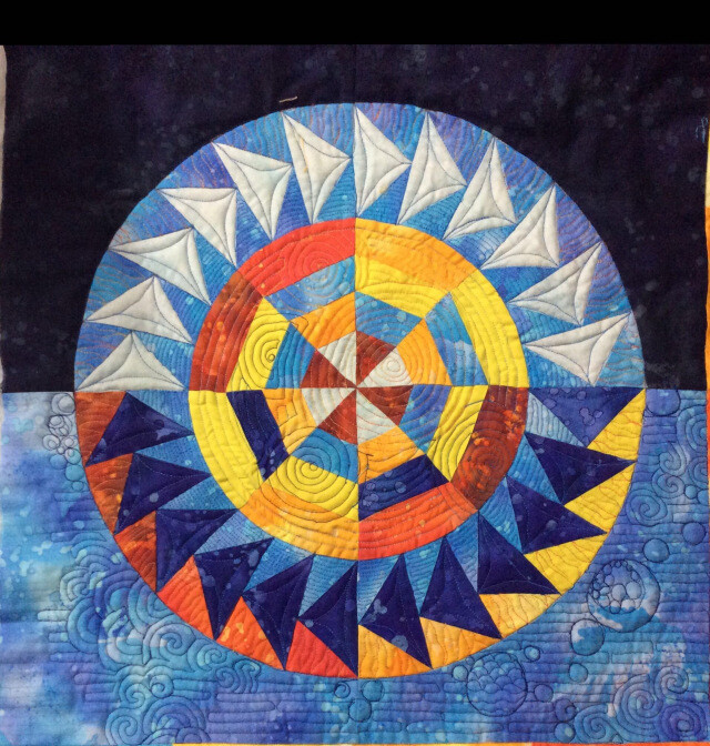 Downloadable Foundation Paper Piecing Pattern and Instructions for EVENING AT THE POND BLOCK02 Dreamcatcher Dusk Round the Year Quilt