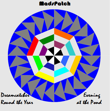 Downloadable Foundation Paper Piecing Pattern and Instructions for EVENING AT THE POND BLOCK02 Rainbow Dreamcatcher Round the Year Quilt