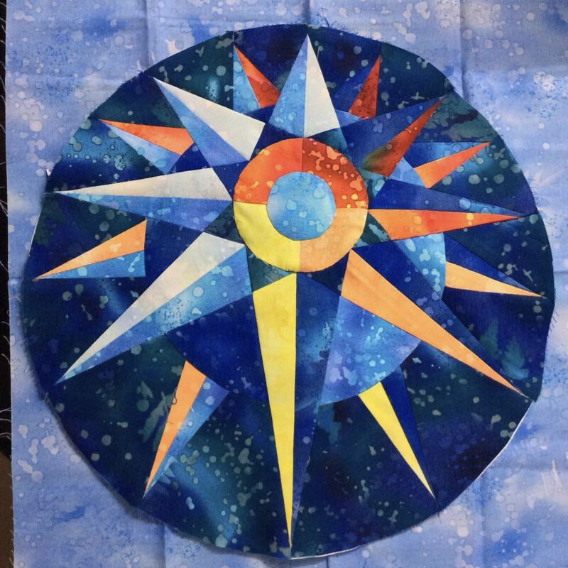 Downloadable PDF Foundation Paper Piecing Pattern and Instructions for Southward Bound Off-centre Mariner Compass BLOCK07 Dreamcatcher Round the Year Quilt