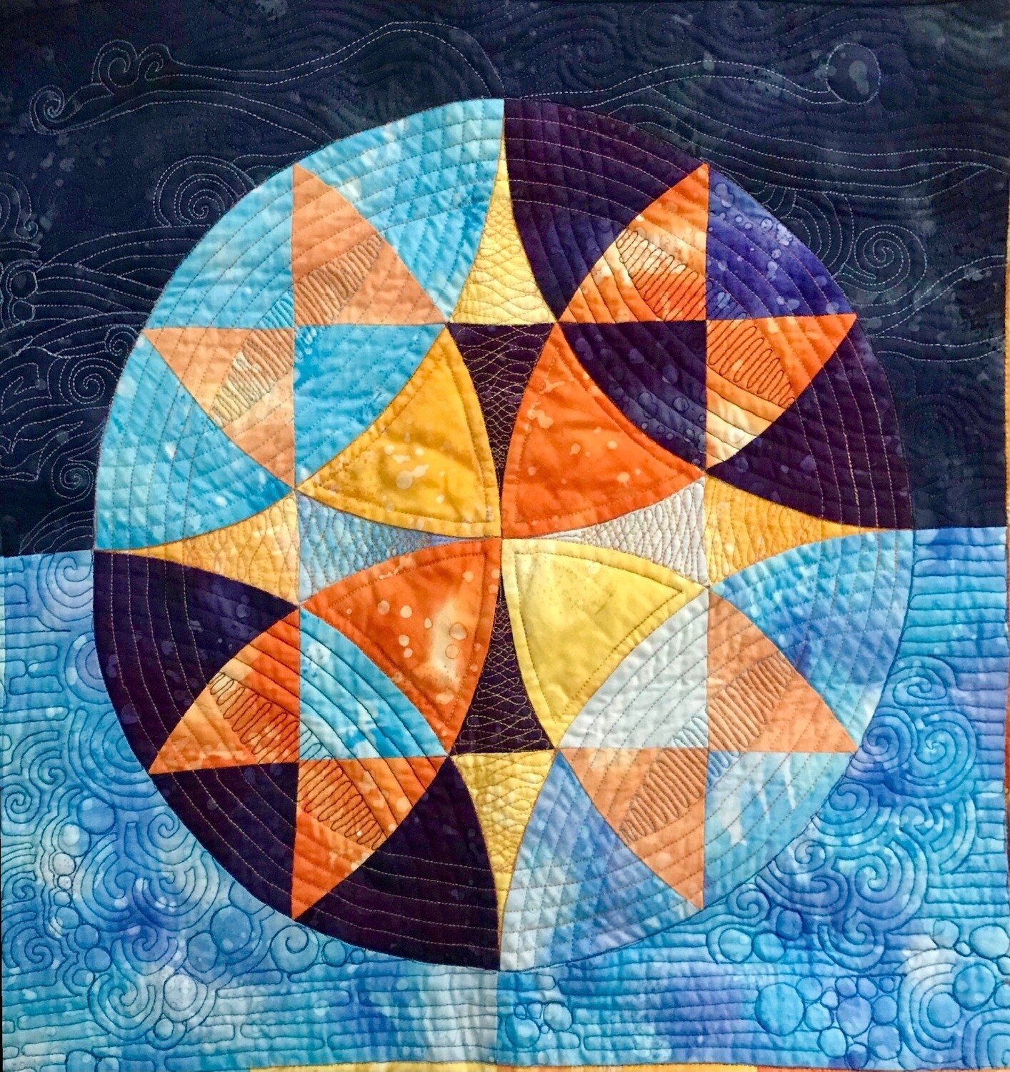 Downloadable Pattern and Instructions for the WINDING WAYS WHEEL Quilt Block