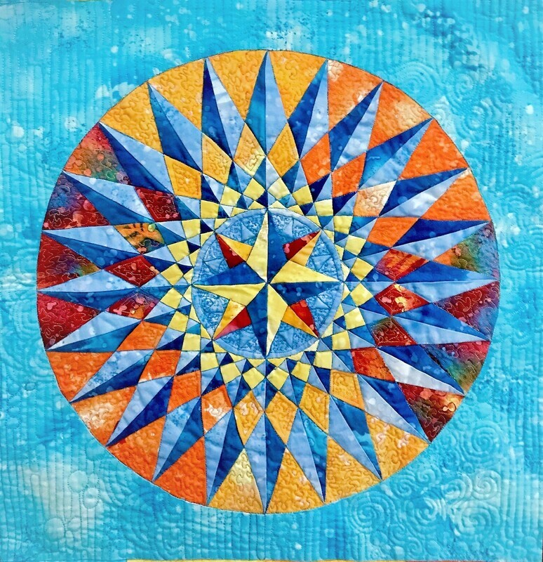 Downloadable PDF Foundation Paper Piecing Pattern and Instructions for Mariner-24 Compass BLOCK16 Dreamcatcher Round the Year Quilt
