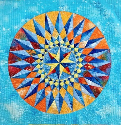 Downloadable PDF Foundation Paper Piecing Pattern and Instructions for Mariner-24 Compass BLOCK16 Dreamcatcher Round the Year Quilt