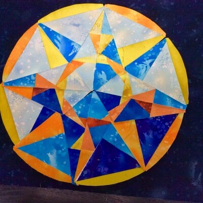Downloadable Foundation Paper Piecing Pattern and Instructions for SAPPHIRE  FIRE BLOCK04 Dreamcatcher Dusk Round the Year Quilt