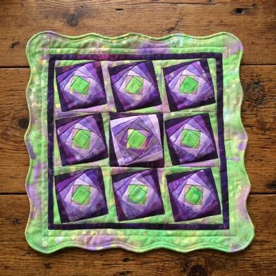Irises - Wonky Log Cabin Miniature Quilt