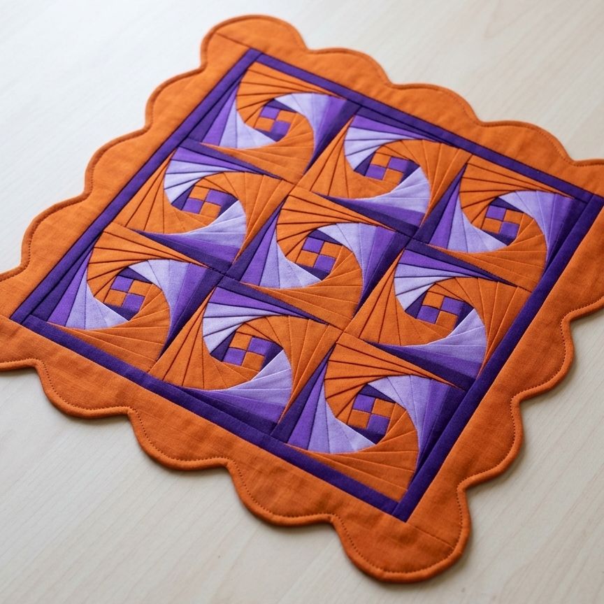 Halloween Trails- Wonky Log Cabin Miniature Quilt