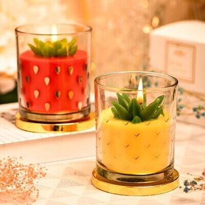 Pineapple & Strawberry Scented Candle Set