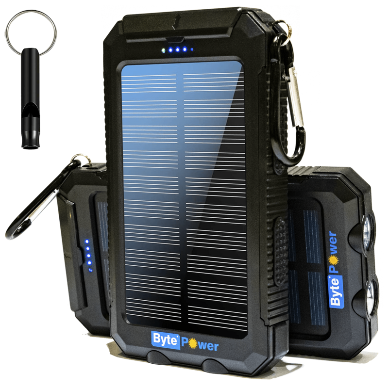 Waterproof Solar Power Bank - Black