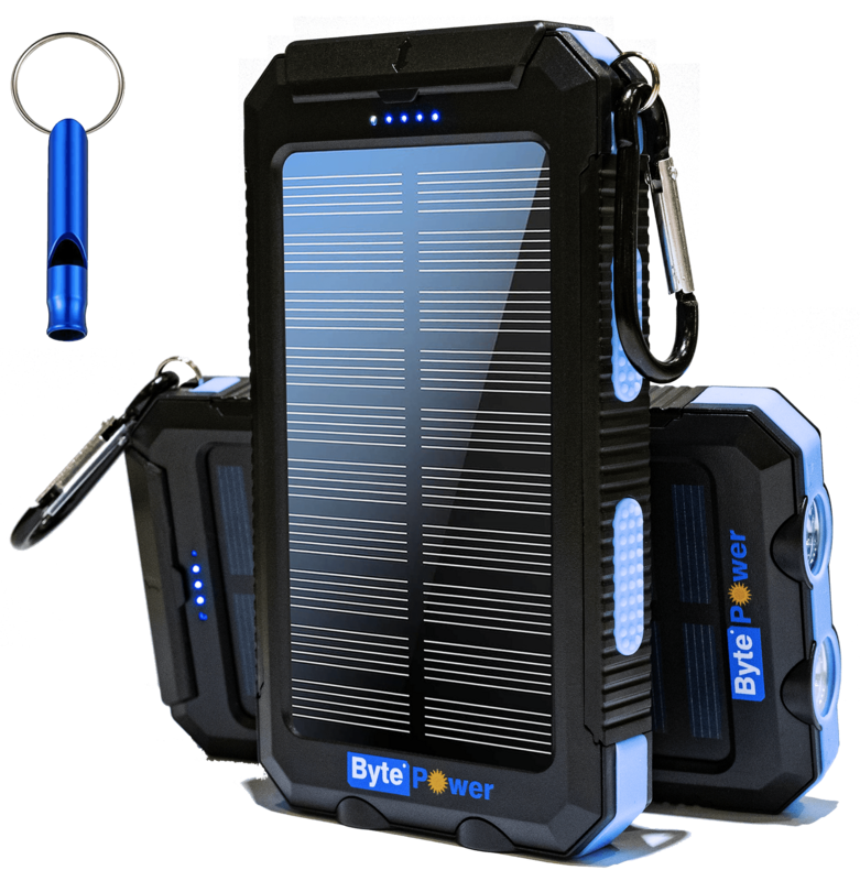 Waterproof Solar Power Bank - Blue