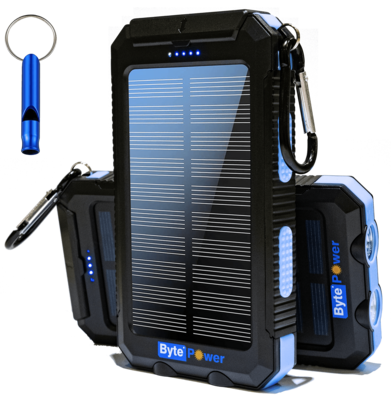 Waterproof Solar Power Bank - Blue